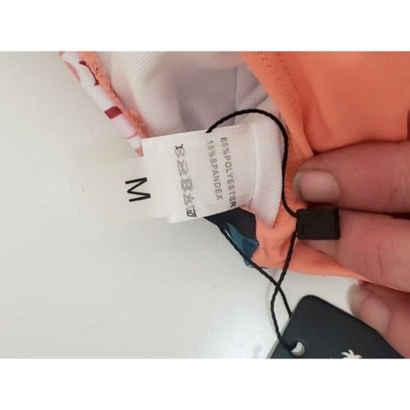 Tempt Me NWT Women's Coral High Waist Bikini Swimsuit Floral Patchwork Stretch M - Picture 4 of 6